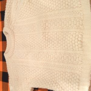 Vintage Irish Fisherman Sweater in Cream Wool Cable Knit